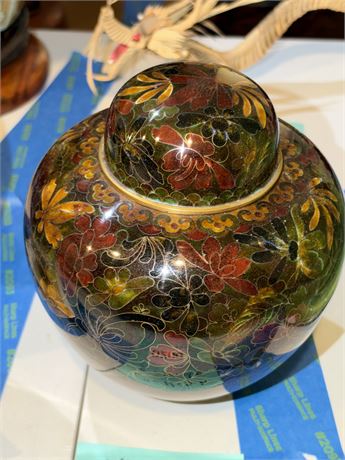 200 - Decorative Cloisonné Ginger Jar with Floral Design