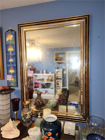 186 - Large Gold-Tone Framed Wall Mirror