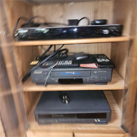 Vintage Electronics Bundle: Samsung DVD Player, Panasonic VCR, DVD/VHS Recorder