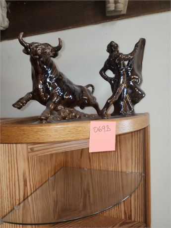 Ceramic Bull and Matador Figurine Set