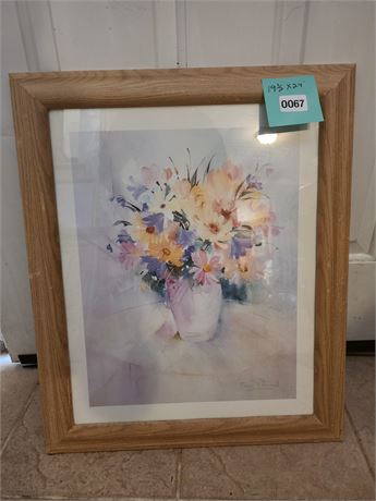 067 - Framed Floral Still Life Art Print, 19.5x24 inches