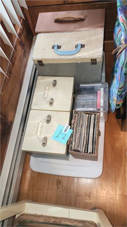 Vintage LP Record Collection with Storage Cases