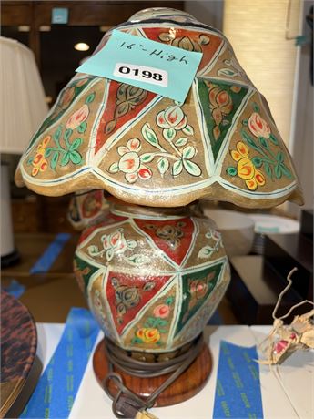 198 - Vintage Ceramic Table Lamp with Floral Motif