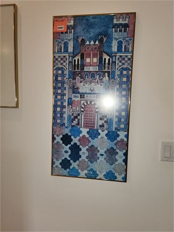 Framed Abstract Geometric Wall Art, 18.5 x 37 inches