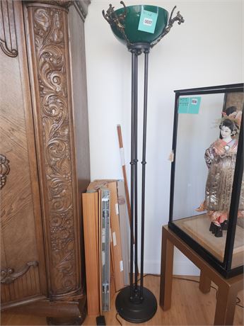 037 - 70" Tall Green Metal Torchiere Floor Lamp