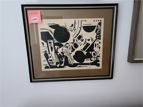 Framed Abstract Black and White Print
