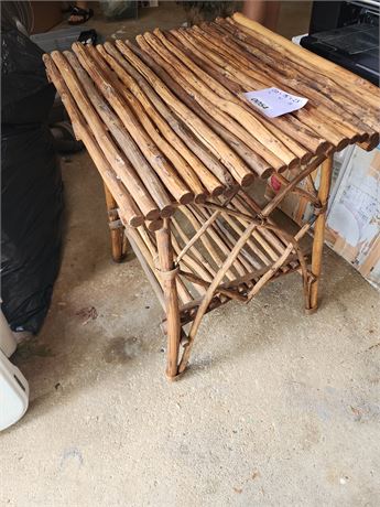 Rustic Wooden Slat Side Table