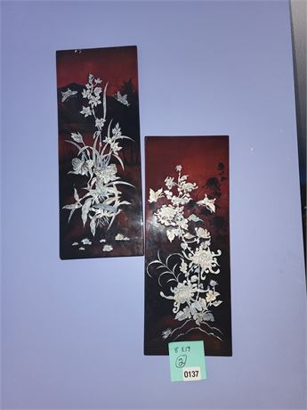 137 - Pair of Asian Floral Wall Panels