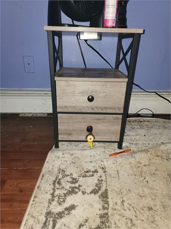 144 - Two-Drawer Wood and Metal Nightstand
