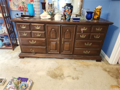 187 - 188 - Wide Wood Dresser With Cabinet Doors