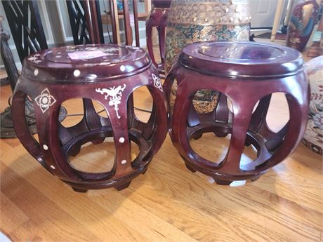 049 - Pair of Carved Wood Plant Stands