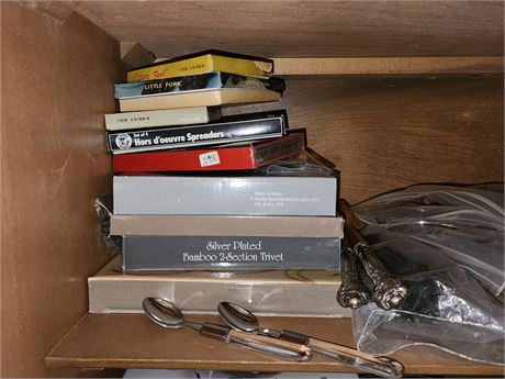 Mixed Kitchen and Tableware Contents in Cabinet