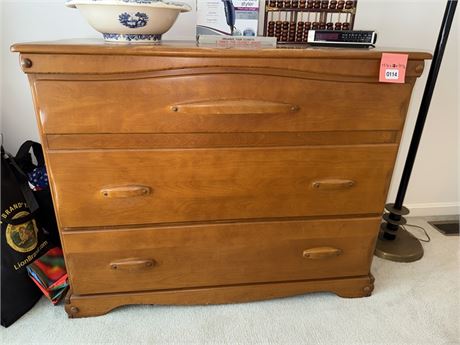 Three-Drawer Wooden Dresser with Curved Front