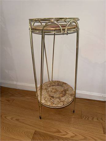 Metal and Cork Plant Stand with Two Shelves