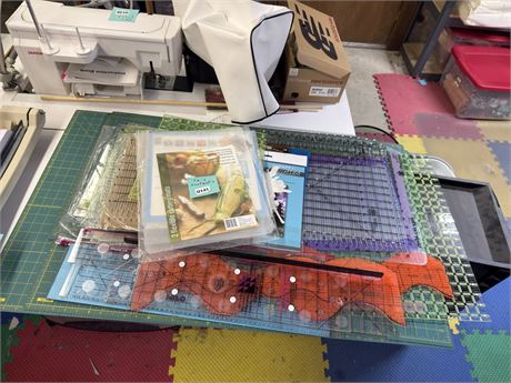 Assorted Quilting and Sewing Rulers with Cutting Mats and Patterns