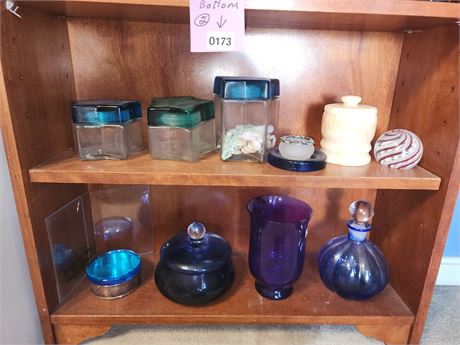 173 - Assorted Decorative Glassware - Bottom Shelves