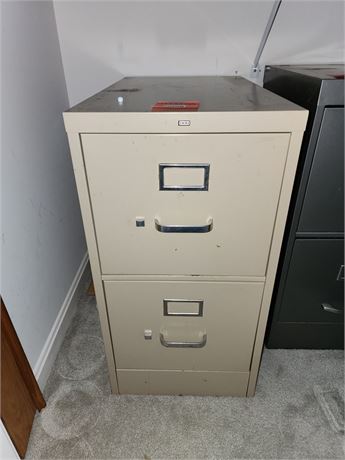 Beige Two-Drawer Metal Filing Cabinet