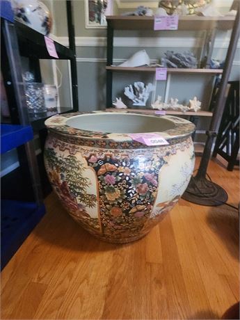 048 - Large Asian Floral Ceramic Fish Bowl