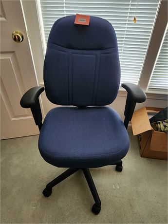 Blue Fabric Office Chair with Armrests and Casters