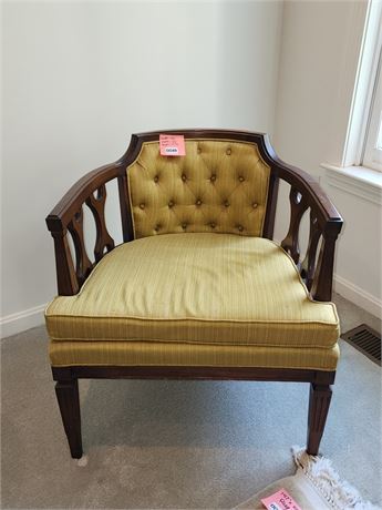 Wood Frame Accent Chair with Yellow Upholstery