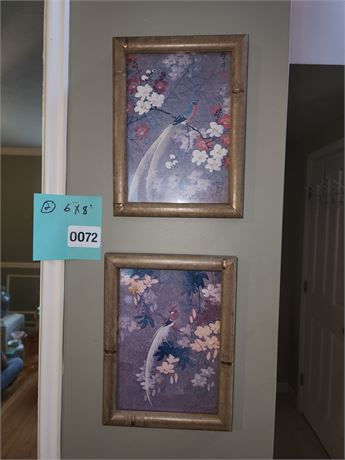 072 - Pair of Framed Asian Floral Art Prints