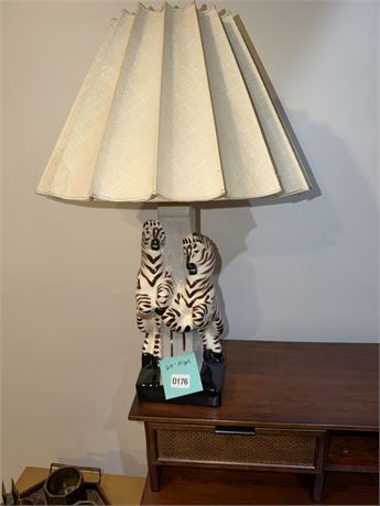 176 - Ceramic Zebra Table Lamp with Fabric Shade