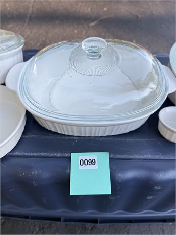 White Ceramic Bakeware Set with Glass Lids