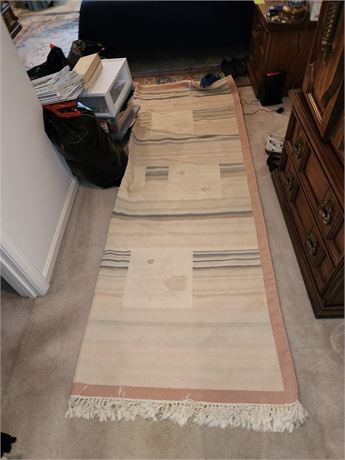 Neutral Toned Flat-Woven Area Rug with Fringe