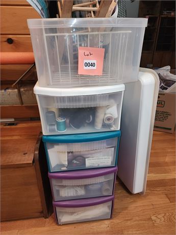 Multi-Drawer Plastic File Storage Unit with Contents