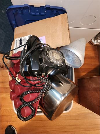 Mixed Lot of Vintage Kitchenware and Rotary Phone