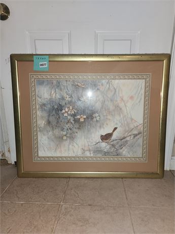 077 - Framed Bird and Floral Art Print