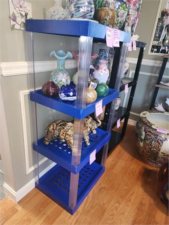 037 - Blue Metal and Plastic Shelving Unit