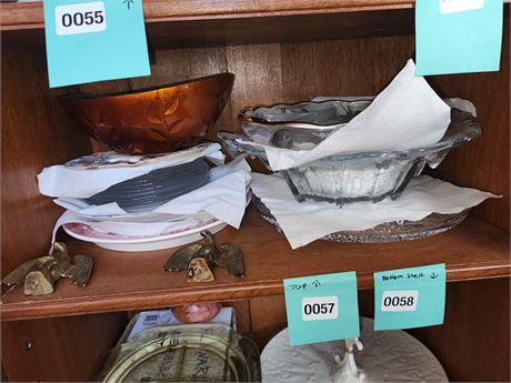 057 - Assorted Serving Bowls, Platters & Divided Tray