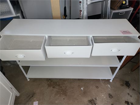 White Storage Console Table with Fabric Drawers