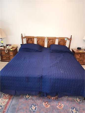 King Size Wood Headboard Bed Frame with Mattress