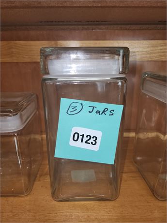 123 - Set of Three Glass Storage Canisters