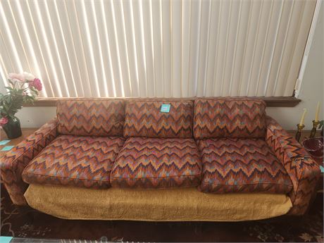 007 - Vintage Upholstered Sofa with Multicolor Zigzag Pattern