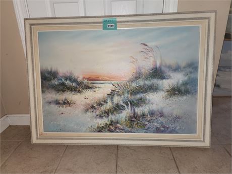 129 - Framed Coastal Dune Landscape Artwork