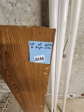 144 - Lot of Wooden Shelf and White Shelf Brackets
