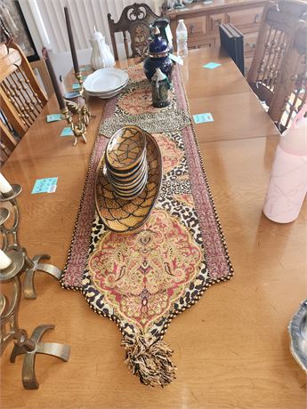 065 - Leopard & Floral Table Scarf, 70 x 16 In.