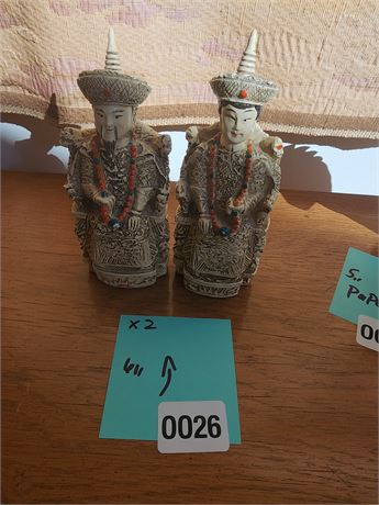 026 - Pair of Asian-Inspired Decorative Resin Figurines