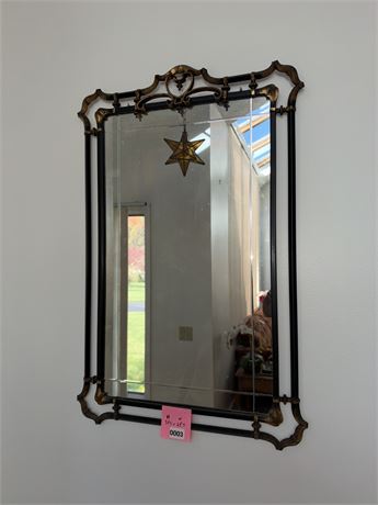 003 - Large Ornate Wall Mirror with Decorative Metal Frame