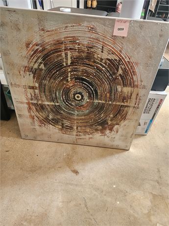 Abstract Circular Pattern Canvas Artwork with Wooden Frame